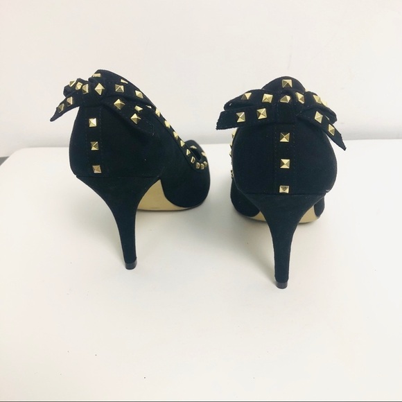 Ellie Black suede heels with gold studs 8.5M‎ - Picture 4 of 8